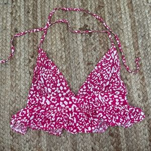 Pink cropped v top
